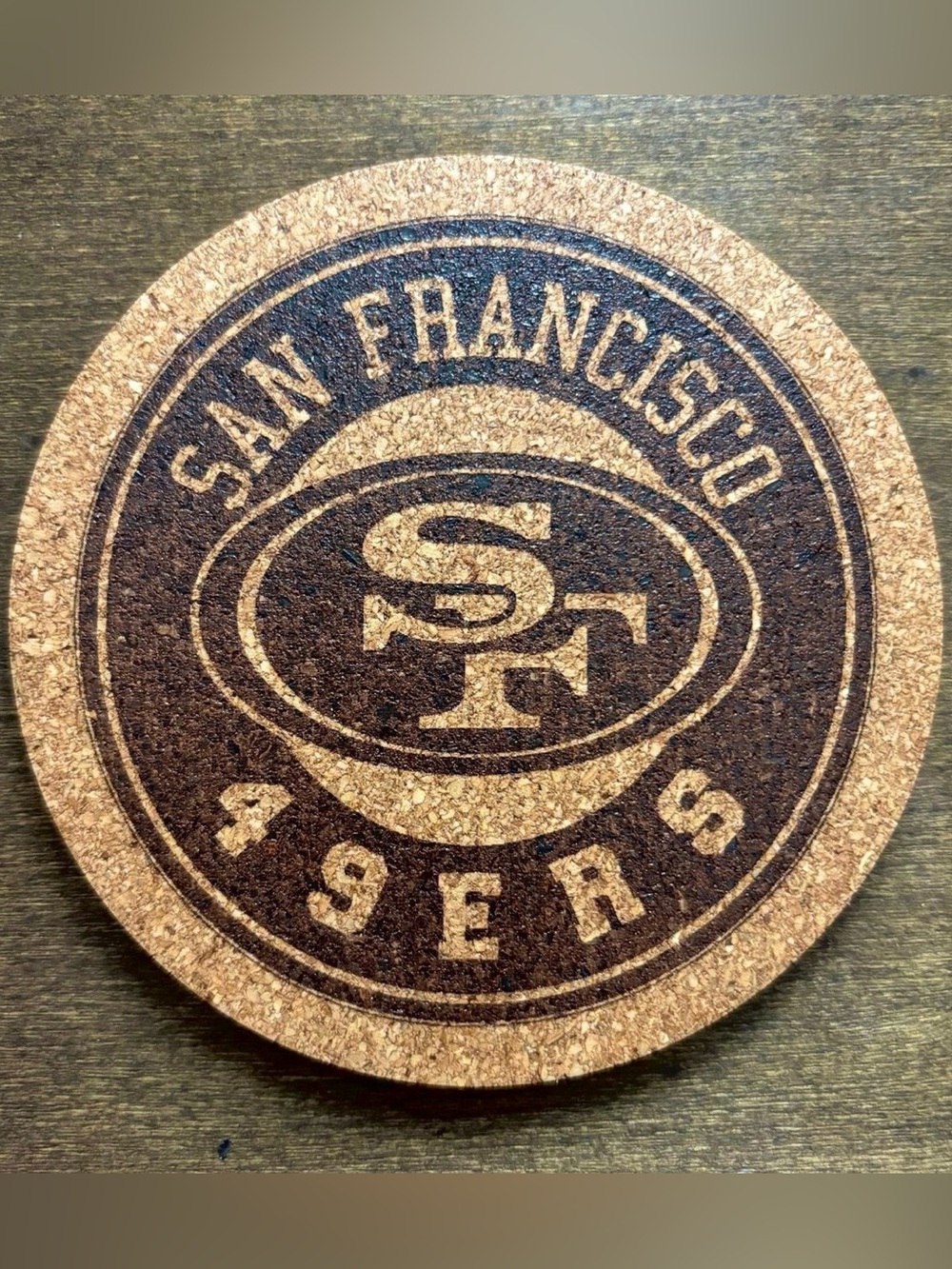 San Francisco 49ers Logo Laser Engraved Cork Coasters Lot of 4 - Picture 3 of 6